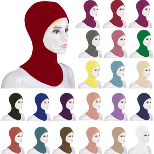 Soft Muslim Women Arab Hijab Under Scarf Full Head Cover Hat Ninja Bone Bonnet Headwear Islamic Prayer Inner Hats