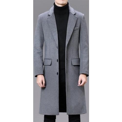 2020 Winter Brand New Men Thick Wool Coat Business Fashion Casual Long Warm Overcoat Jacket Male Clothes Gray Black M-4XL