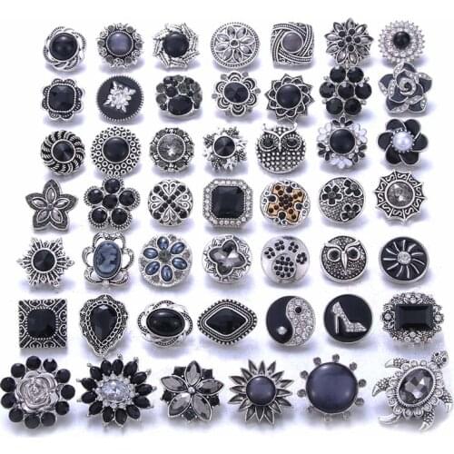 New 18MM Snaps Jewelry Mixed Rhinestone Metal Snap Buttons Fit 18mm Snap Bracelet Bangle Earrings Necklaces for Women Jewelry
