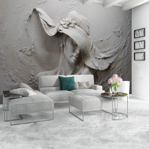 Custom Wallpaper 3D Stereoscopic Embossed Gray Beauty Oil Painting Modern Abstract Art Wall Mural Living Room Bedroom Wallpaper