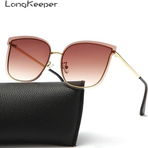 Fashion Cat Eye Rimless Sunglasses Women Vintage 2021 Gradient Lens Sun Glasses Ladies UV400 Eyewear Lunette De Soleil Femme