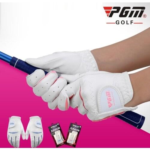 PGM One Pair Childrens Golf Gloves Girls Boys Non-slip Leather Gloves Right and Left Hand Sports Mittens High Quality D0797