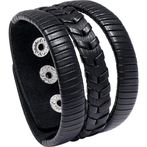 Pu Leather Braided Crafts Jewelry Charming Layer Leather Bracelet Cuff Bangle Black Brown Color Gift For Men Women Accessories