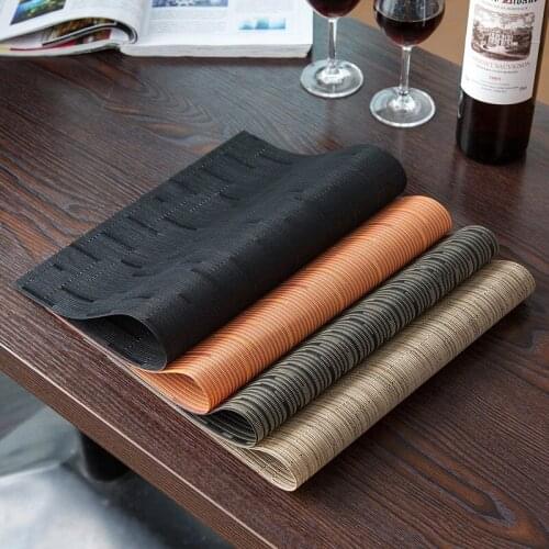1pc Rectangular PVC Placemat Woven Dining Table Mat Heat Insulation Hotel Western Tableware Pad Cup Coasters Kitchen Accessories