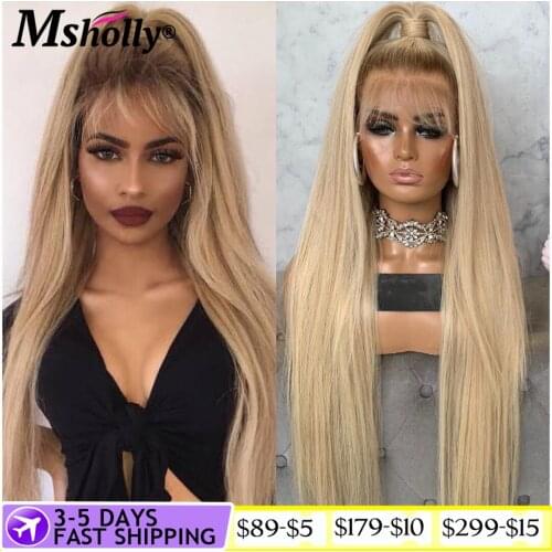 Golden Blonde 13X4 Straight Lace Front Wig With Baby Hair Remy Brazilian 4x4 Closure Wig Transparent Wigs For Women Human Hair