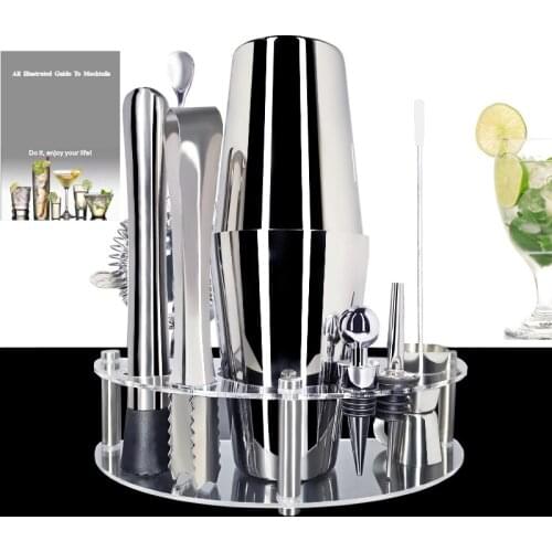 750/600/450ml Martini Drink Professional Stainless Steel Shaker Home Bar Tools Cocktail Shaker Set Bartender Kit Stand