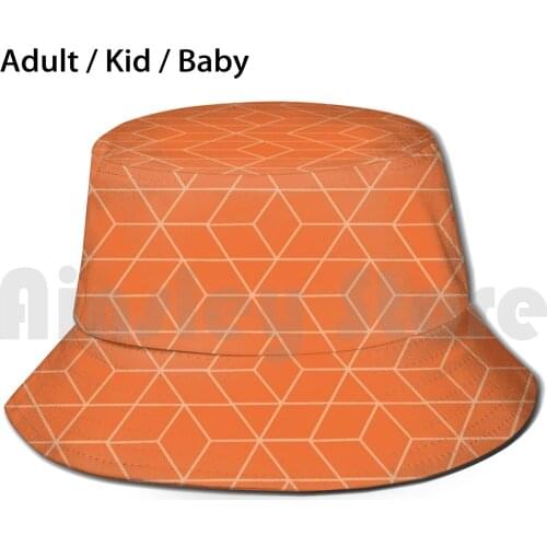 Orange Diamonds Sun Hat 439 Bucket Hat Geometric Geometric Shape Pattern Wallpaper 70S Nostalgic Tiled