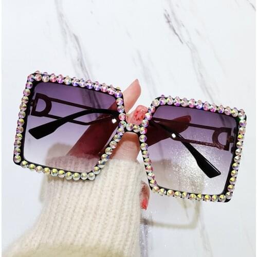 Vintage Retro Oversized Rimless Sunglasses Women Famous Luxury Brand Designer Fashion Diamond Square Sun Glasses For Female