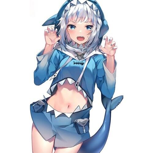 Personality Gawr Gura Motorcycle Car Bumper Window Stickers Fashion Fine Decal Waterproof Occlusion Scratch Decor Apply To Car