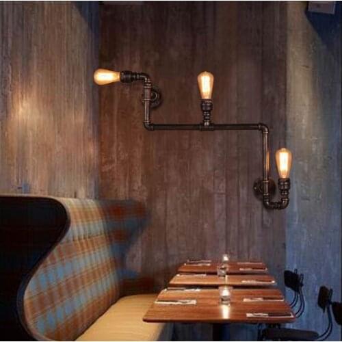 Loft Style Iron Water Pipe Lamp Industrial Vintage Wall Lights Fixtures Edison Wall Sconce Home Lighting Lampara Pared