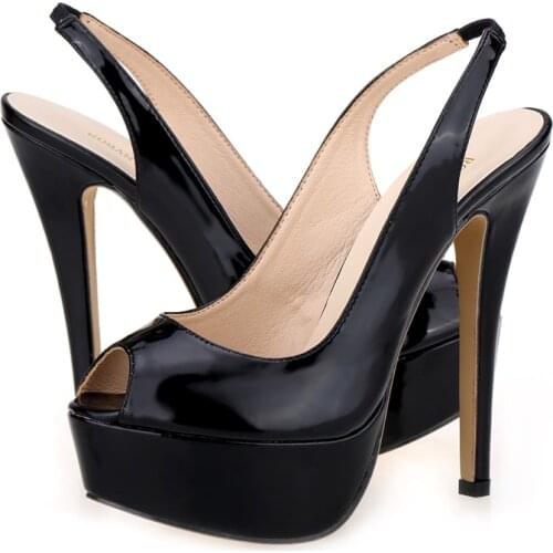 LOSLANDIFEN Shoes Women Patent Leather Black Blue Red Stiletto Heels Pumps Wedding Sexy Platform Ladies Peep Toe Party Shoe 2021
