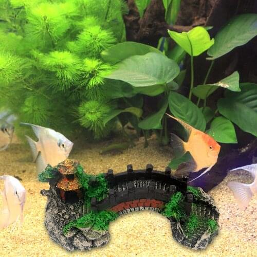 Aquarium Decoration Fish Tank Bridge Tree Landscape Ornaments Pavilion For Fish Tank Ornament Decors