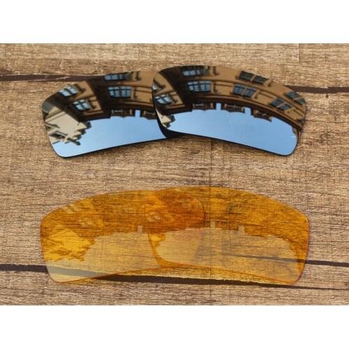 Vonxyz 2 Pairs Chrome Mirror & Yellow Replacement Lenses for-Oakley Gascan Frame