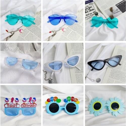 Hawaii Birthday Party Sunglasses Funny Heart Shaped Sunglasses Female Colorful Ocean Piece Rectangle Fashion Eyeglasses