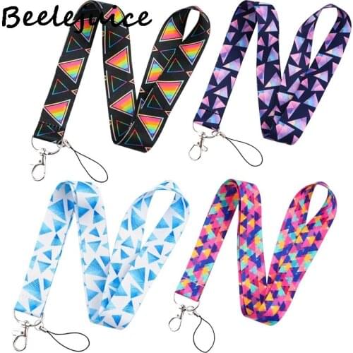 24pcs Shiny Triangle Diamond Neck Strap Lanyards ID badge card holder keychain Mobile Phone Strap Ribbon webbing necklace Gifts