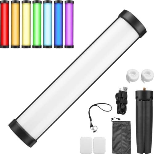 30W RGB LED Video Light Mini Handheld Photography Light Bi-Color Temperature 2800K-8500K with Tripod Carrying Bag for Live Video