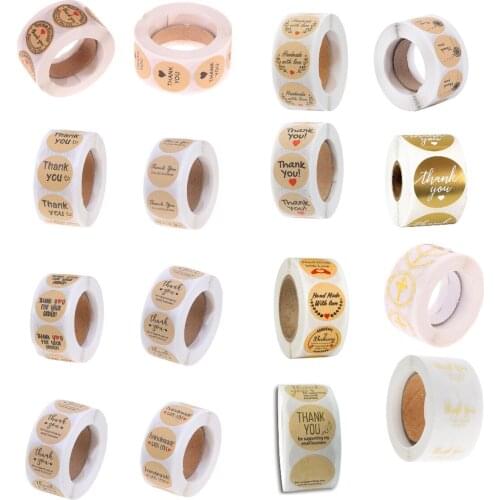 500pcs Vintage Kraft Paper Stickers Scrapbook Gift Stationery Label Stickers Handmade With Love Thank You For The Stickers