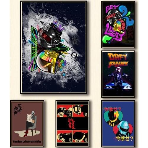 51 Designs Daft Punk Whitepaper Poster Alternative Abstract Art Painting Funny Wall Sticker for Coffee House Bar