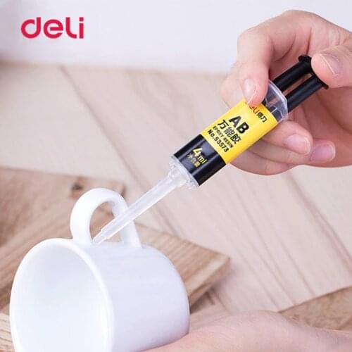 Deli 4ml Super Strong Liquid AB Glue 2 Minutes Curing Office Home Supply Glass Metal Rubber Wood Waterproof Adhesive Glue Tool