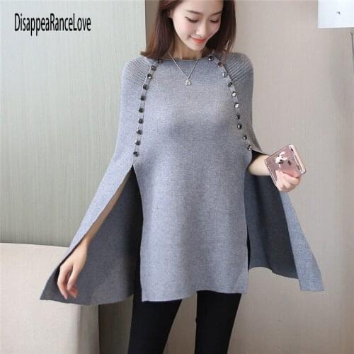 DisappeaRanceLove Knitted Cardigans Women Sweater Coat Winter Poncho Female Jacket Capes Shawl Hooded Sweater Cloak