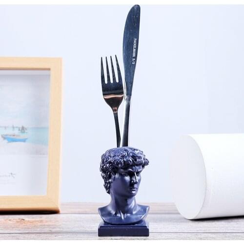 European Style Statue Of David Resin Toothpick Holder Creative Toothpick Box Pen Holder Storage Box Fashion Desktop Decoration C