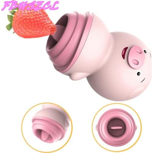 FBHSECL 6 Modes Cute Pig Tongue Licking Vibrator Clitoris Stimulator Nipple Massager Sex Toys for Woman Female Masturbator
