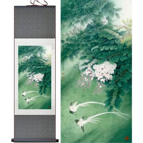 Birds and flower painting silk scroll painting traditional birds and flower painting Chinese birdsPrinted painting