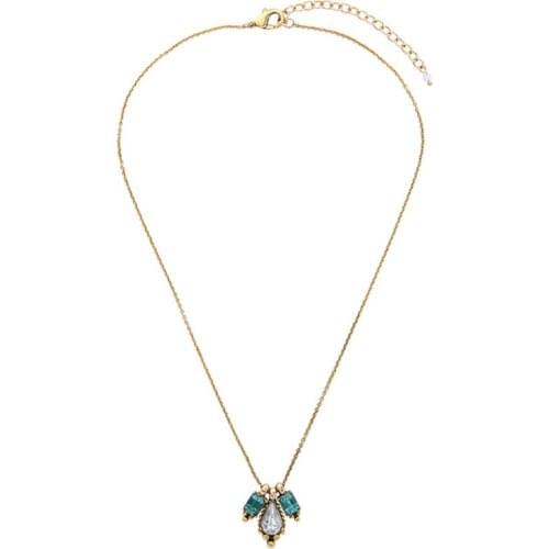 Crystal Sample Geometric Waterdrop Necklace Charm Pendant Long Chain Accessories