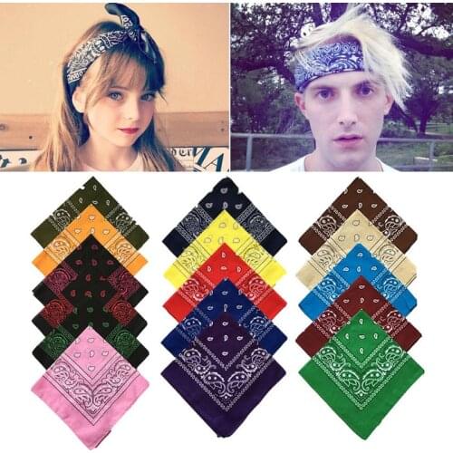 Square Scarf Unisex Hip Hop Black Bandana Kerchief Fashion Street Dance Riding Wrist Wraps Head Square Scarves Print Handchief