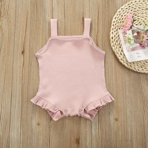 Summer Toddler Baby Girl Sleeveless Ruffle Knitted Romper Bodysuit Jumpsuit Outfits Clothes