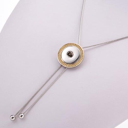 Fashion trendy Round golden pattern pendant snap necklace 70cm adjustable fit 18MM snap buttons jewelry wholesale DJ0124