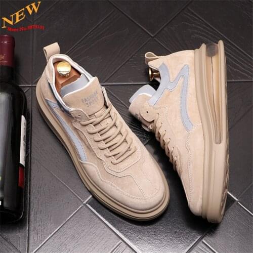 High Quality Air Cushioned Mens Sneakers Height Increasing Leather Casual Shoes Flats Zapatillas Hombre