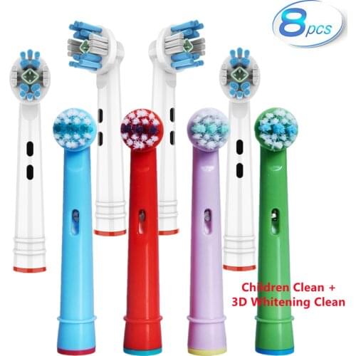 Dual Clean Replacement Electric Toothbrush Replacement Brush Heads For Braun Oral-B Toothbrush Heads , 8 Count Toothbrush Head