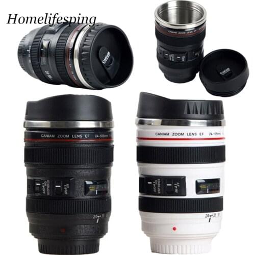 Stainless Steel Camera EF24-105mm Coffee Lens Mug White Black Coffee Mugs Creative Gift Coffee Cups Couple Camera Water Cup