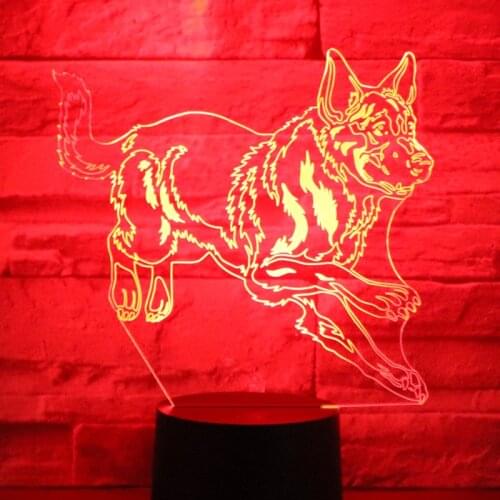 3D LED Night Light German Shepherd Dog with 7 Colors Light for Home Decoration Lamp Amazing Visualization Optical Illusion