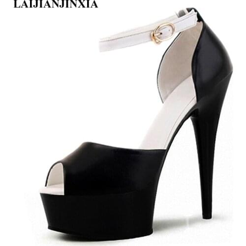 New Sexy Spring Womens 15cm Ultra High Heels Pole Dance Shoes Wedding Party Platform Sandals Dancing Shoes