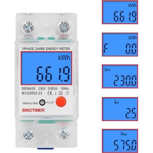 DDS6619 Rail LCD Digital Backlight Single Phase Energy Meter Multifunction kWh Drop Shipping