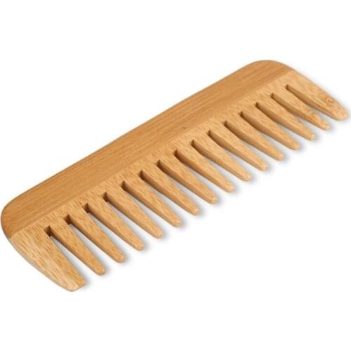 A0ND Natural Bamboo Wide Tooth Comb Detangling Combs Anti-Static Curly Hair for Women Men Smoothing Massaging Home Salon Use