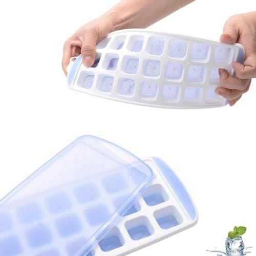 Silicone Ice Square Trays 21-Cavity Ice Cubes Mold With Removable Lid Stackable Dishwasher Safe 3 Pack 63 Ice Cubes