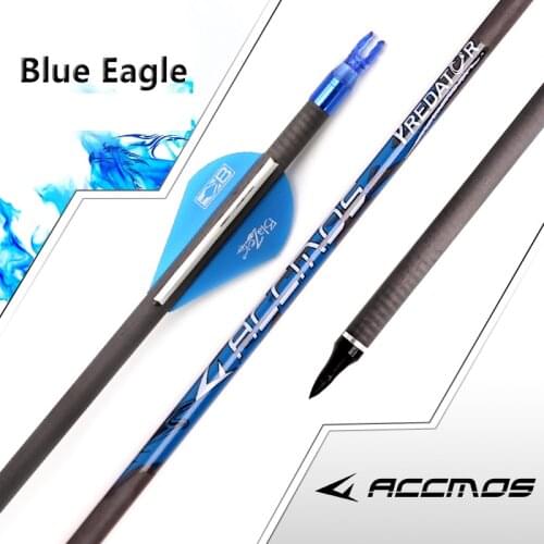 Pure Carbon Arrow with High Quality Vanes ID6.2 Spine 250 300 340 400 500 600 700 800 For Recurve Compound Bow Hunting Shooting