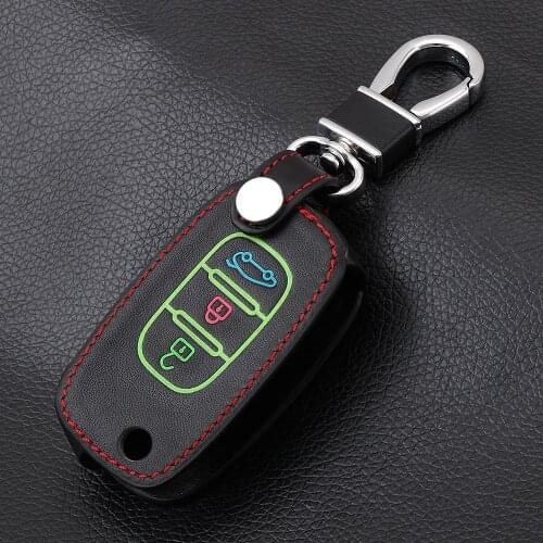 Luminous 3Button Car Key Leather Case Keychain Cover for Lada Sedan Largus Kalina Granta Vesta X-Ray XRay for Renault Key Shell