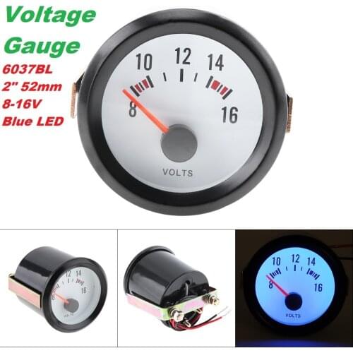 6031BL 2" 52mm 12V Blue LED Bar Turbo Boost Gauge/Tachometer /Oil Temp Meter/Oil Pressure Gauge/Voltmeter with Sensor for Cars