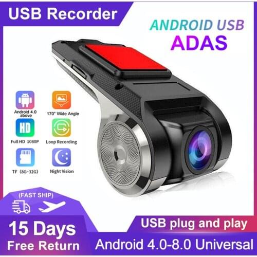 Dash Cam DVR 1080P HD Car DashCam USB Android DVR Night Version Recorder 170 ° Wide Angle ADAS Cars