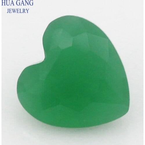 Green Heart Shape Matte Bottom Loose Glass Beads Synthetic Gems For Jewelry Size 3x3~12x12mm Free Shipping