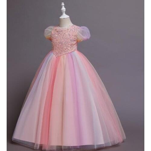 2019 Lovely Kids Flower Girls Dress Princess Pink Tutu Dress Birthday Children Party Wedding Tutu Tulle Dresses
