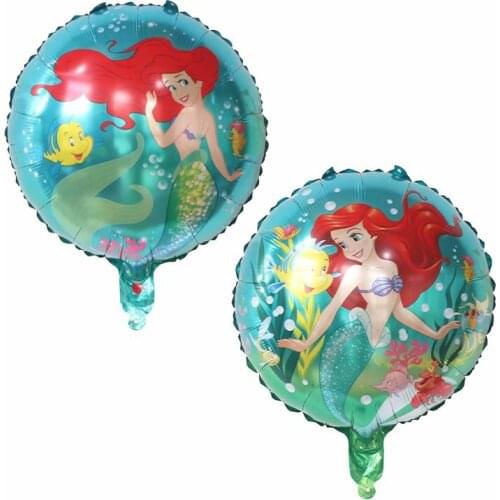 10Pcs 18INCH HAPPY BIRTHDAY Party Helium Foil balloon Ocean Animal Mermaid Princess 8 Years Old girl theme children toy Supplies