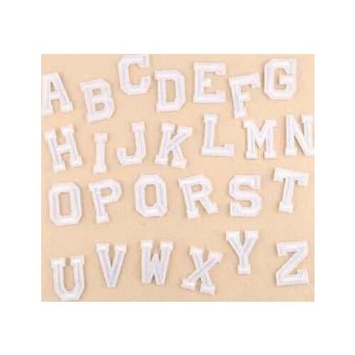 10 same pcs/lot White Embroidered Alphabet Letters Clothes Patch