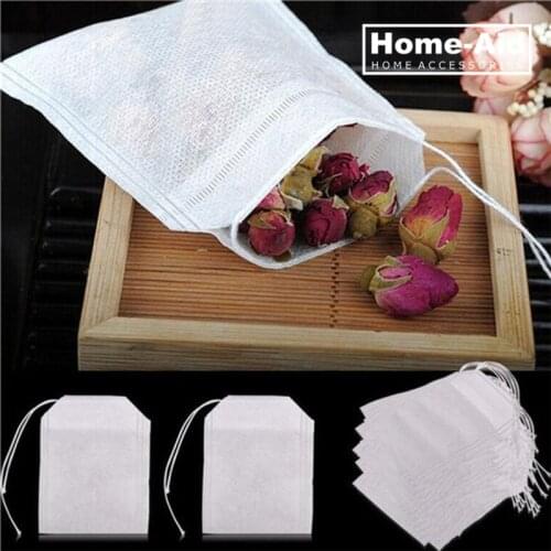 100pcs/lot Tea Bag Filter Paper Bags Tea Strainer Infuser Wood Drawstring Tea Bag for Herb Loose Tea 3 Sizes