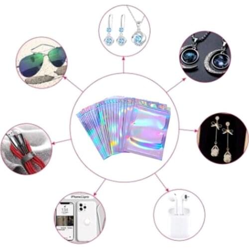 YYSD 100pcs Translucent Zip Lock Bags Holographic Storage Bag Xmas Gift Packaging Socks Sexy Lingerie Glove Cosmetics Pouch