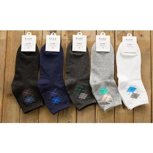 120pairs/lot fedex fast winter socks Business Mens Socks 5 color casual cotton short socks grid print socks